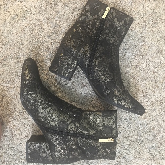 Unisa Black/Gold Lace Booties - Picture 6 of 10